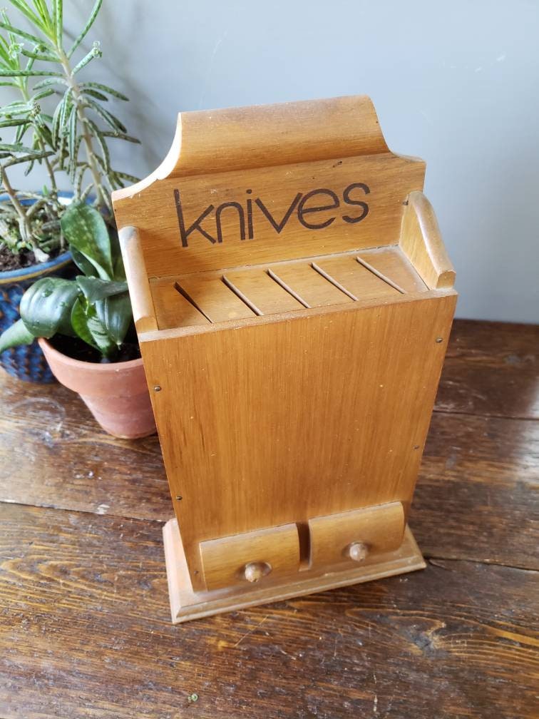 Wall Mount Knife Holder / Mid Century Kitchen Decor