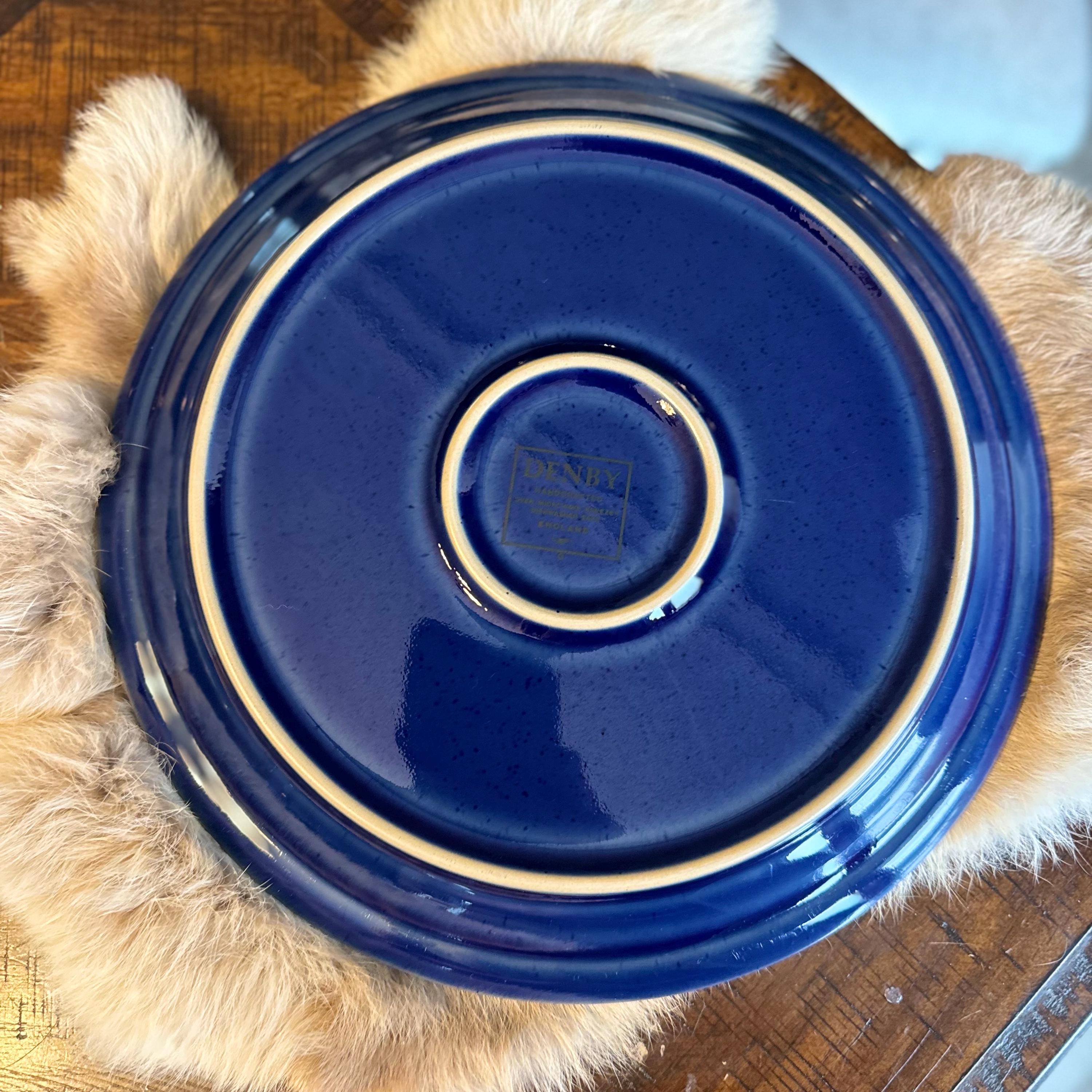 Denby-Langley ハーレクイン レッド ブルー パスタ ボウル　2枚 Denby Langley Harlequin Dinner Plate Speckled Stoneware Red Blue