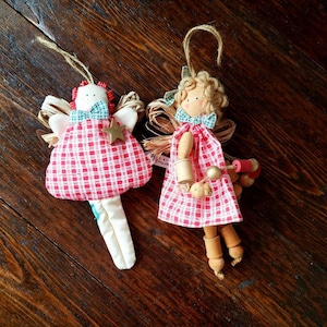 1995 Kurt S. Adler 7&quot; Angel Ornaments | Vintage Wood Decor