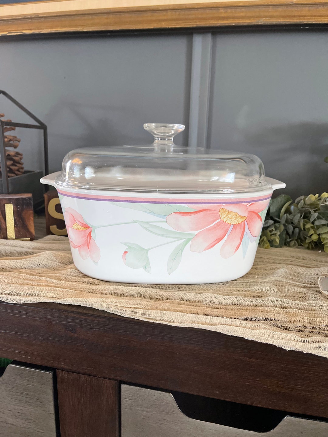 WOW 1990 5 QT Corning Ware Peony Oven to Table Casserole Etsy