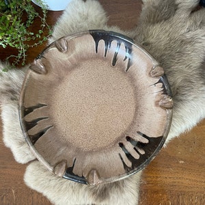 BMP Canada ashtray Blue Mountain Pottery matte mocha tan speckled brown glaze 9 1/2” stoneware oversized mid century