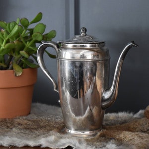 8" coffee pot vintage World Silver on Copper  | vintage tarnished serveware