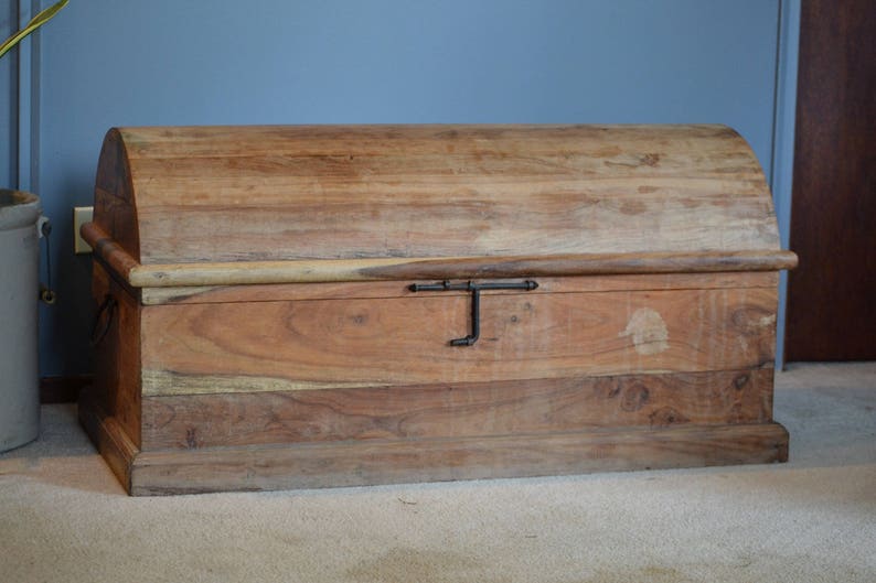Antique Dome Top Blanket Chest Wood Trunk / Round Top Storage Etsy