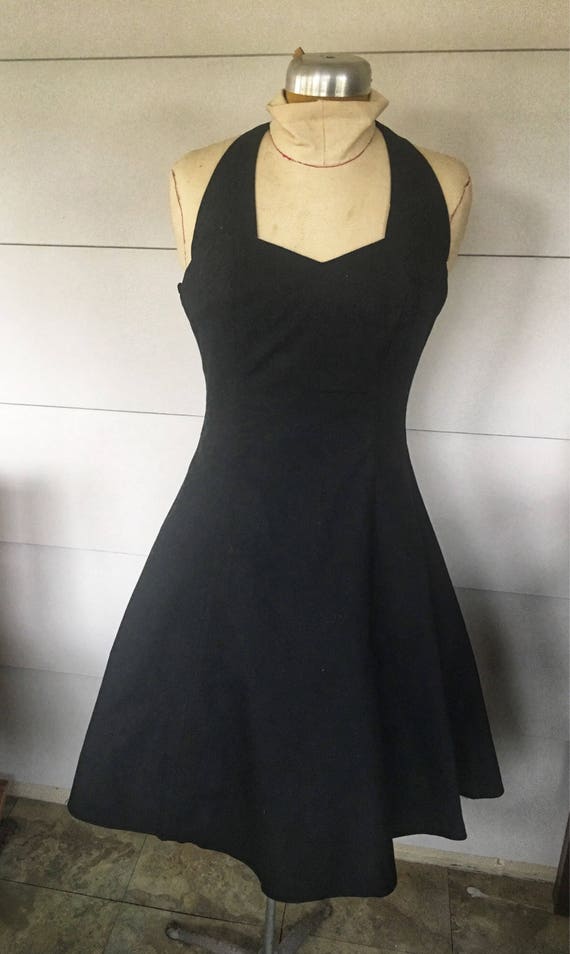 1980's D.B.A. - L.A. halter LBD retro little black