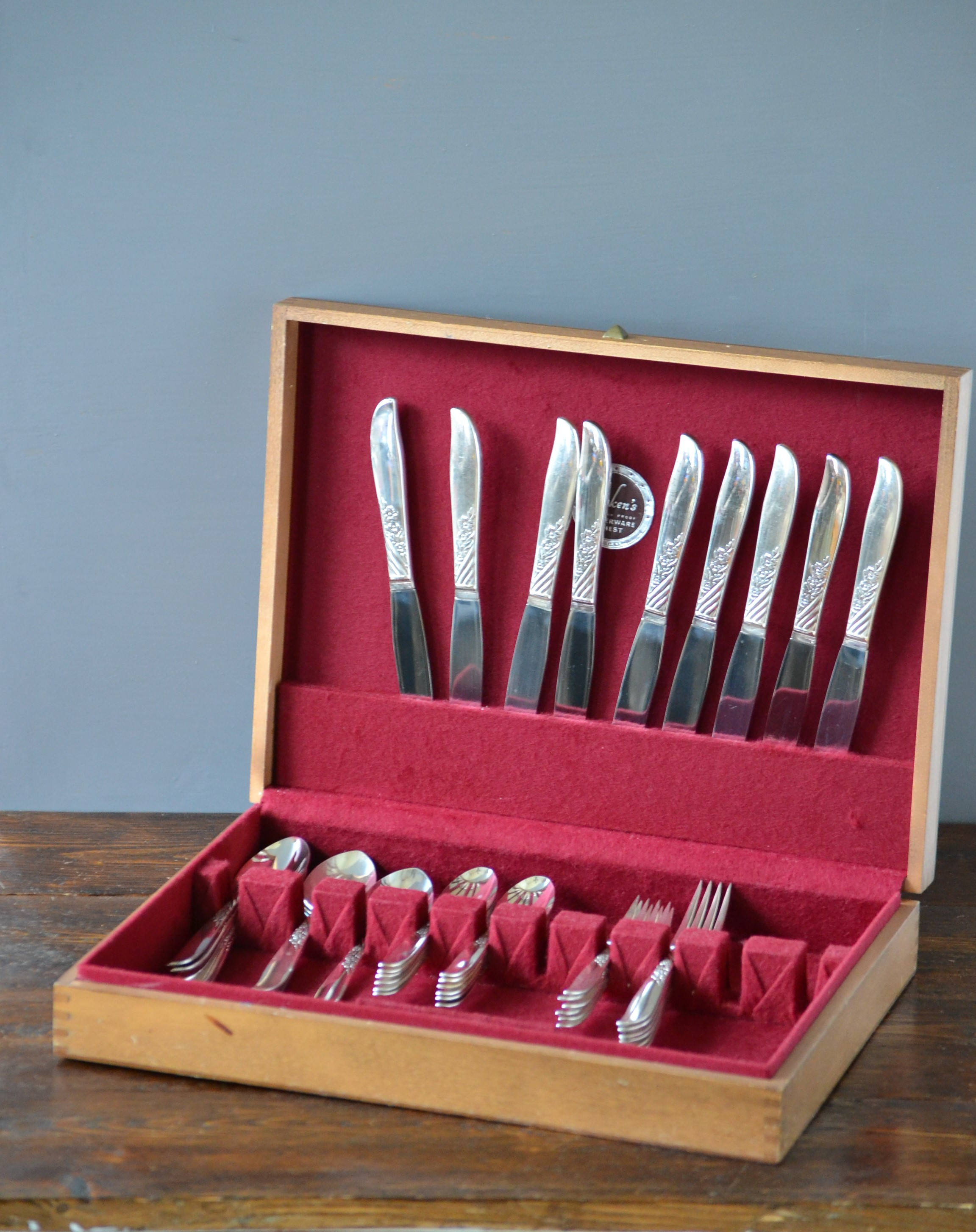 WM A ROGERS ONEIDA 1958 SILVERPLATE WILDWOOD ALWAYS 7 1//2/" DINNER FORK