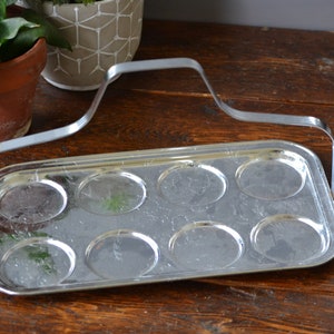Chrome Drink Tray Metal Handle | Bar Cart glass storage mid century barware decor retro low ball serving tray party