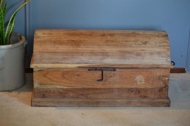 Antique Dome Top Blanket Chest Wood Trunk / Round Top Storage Etsy
