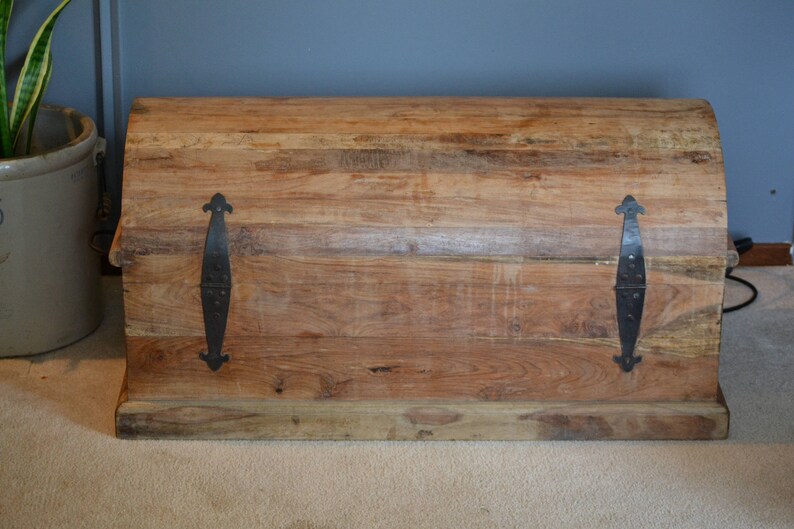 Antique Dome Top Blanket Chest Wood Trunk / Round Top Storage Etsy
