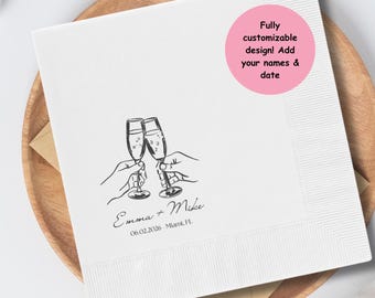 Benutzerdefinierte Cocktail Servietten mit Text - Personalisierte Hochzeit Cocktail Servietten - Brautdusche & Verlobung Party Dekor