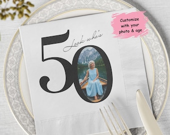 Custom Photo Napkins with Text - Personalized Cocktail Napkins for Birthday Party Decor - Happy Birthday Napkins For All Ages