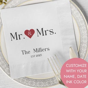 Custom Wedding Napkins With Name, Personalized Party Napkins with 100 Sheets | Any Text On Engagement Napkins,Wedding Decor,Cocktail Napkins