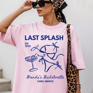 Magliette da addio al nubilato Last Splash, maglietta da addio al nubilato sulla spiaggia, maglietta personalizzata da addio al nubilato sulla costa, magliette comode con colori estetici da pescatore per feste di nozze