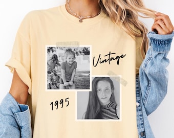 Personalisiertes 30.Geburtstag Shirt, Individuelles Foto Geburtstags Shirt, 30.Geburtstagsgeschenk, 40.Geburtstagsgeschenk, Vintage 1995 Shirt