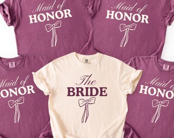 Custom Bridal Party Shirts, Personalized Bridesmaid Tees, Maid of Honor, Getting Ready Outfit, Bridesmaid Proposal Gift, Bachelorette Party