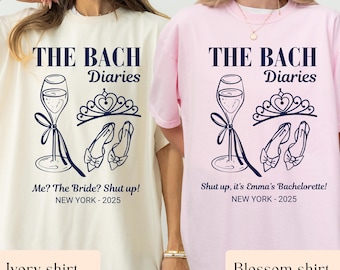 Custom Princess Bachelorette Comfort Colors Shirts, Bachelorette Diaries Shirts, Luxury Bach Diaries Matching Shirts, Bride Slumber Party