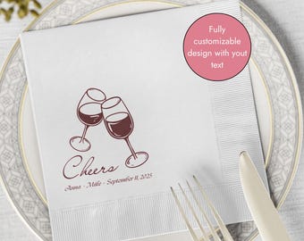 Custom Cocktail Napkins with Text - Personalized Wedding Cocktail Napkins - Bridal Shower & Engagement Party Decor