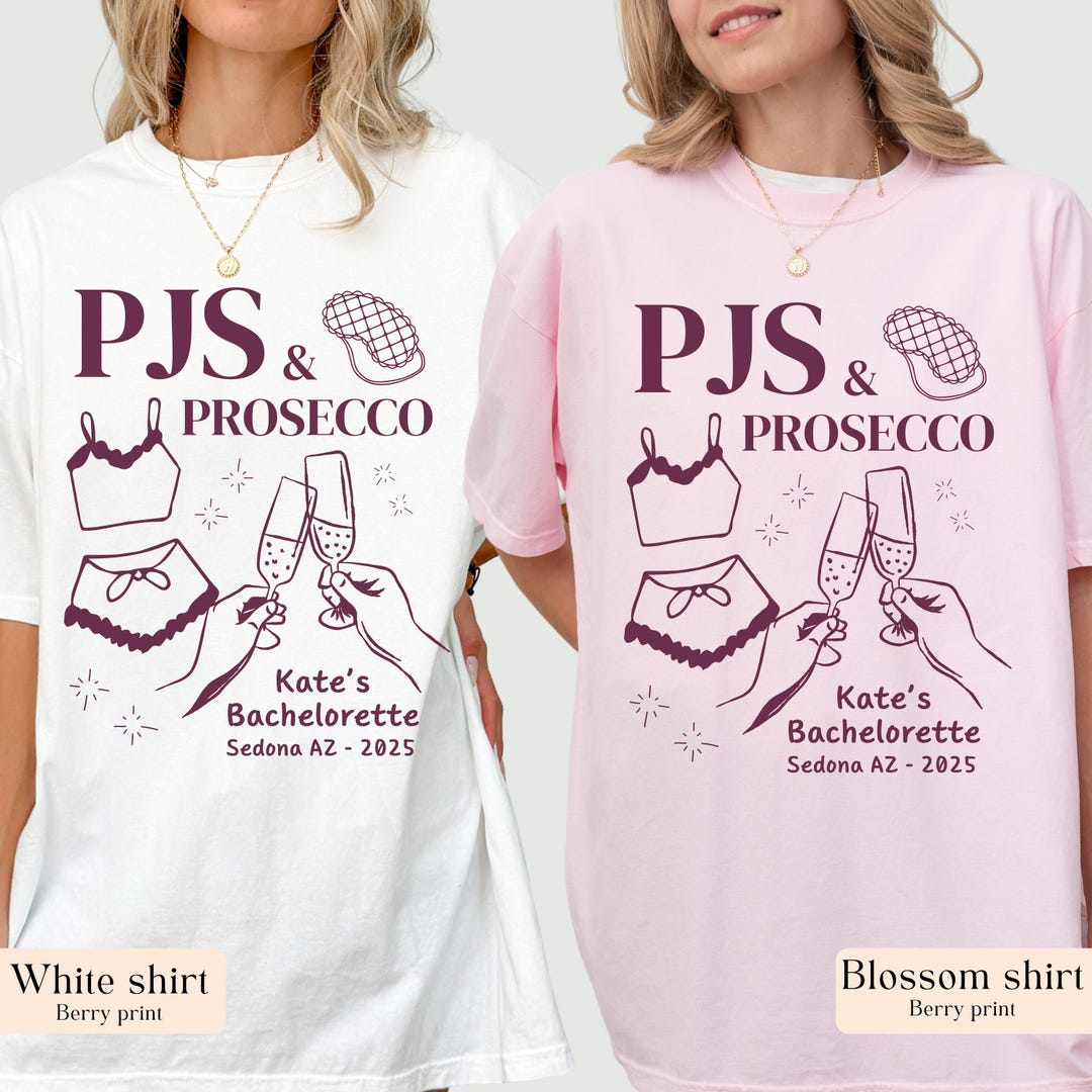 Pjs and Prosecco Bachelorette Shirts, Pajamas and Prosecco Shirts ...