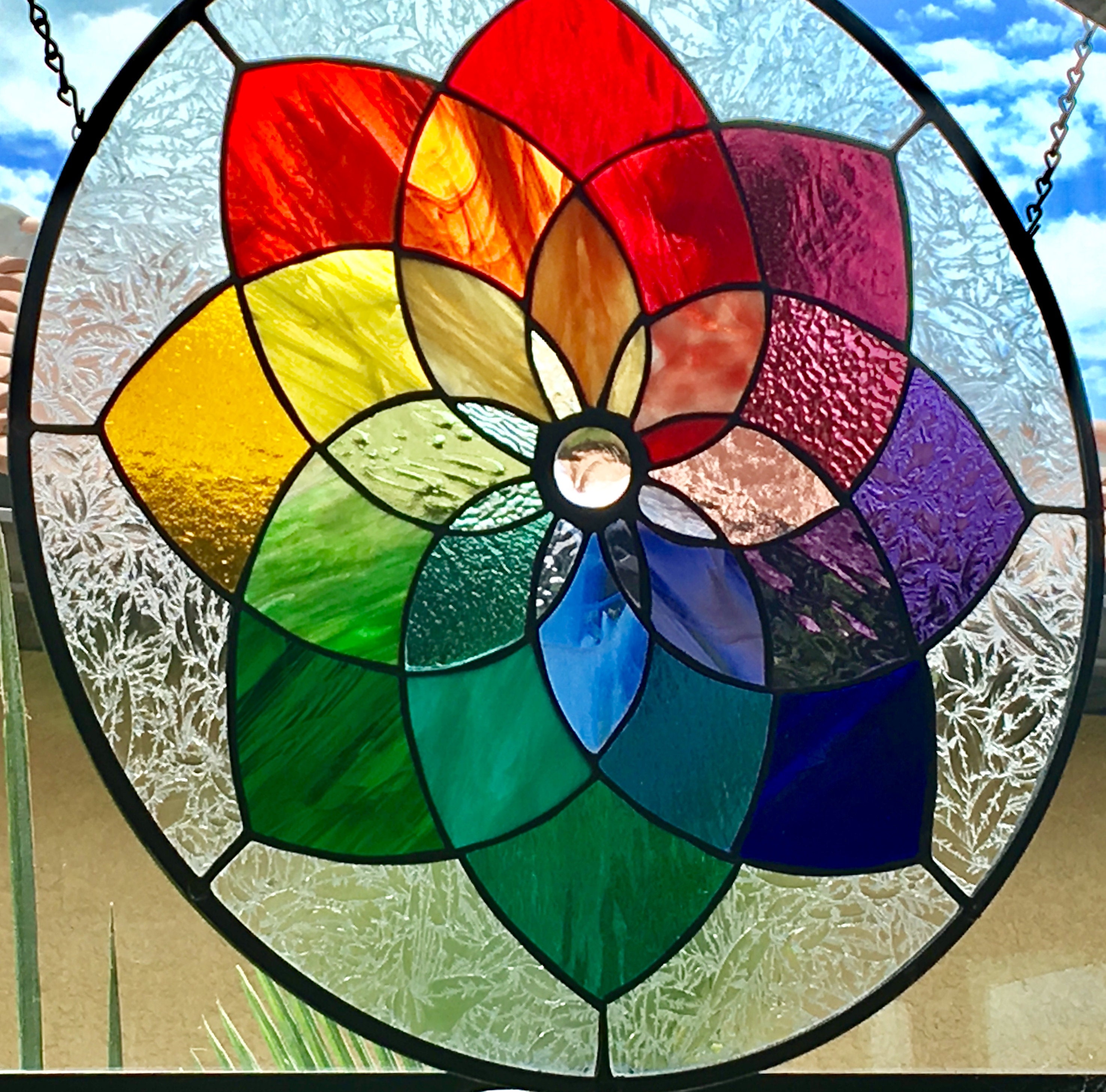 Stained Glass Suncatcher ROUND COLOR WHEEL Etsy