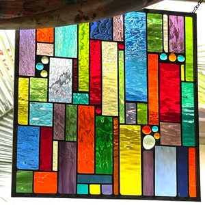 CUSTOM MADE Water color stained glass panel window holiday gift image 5