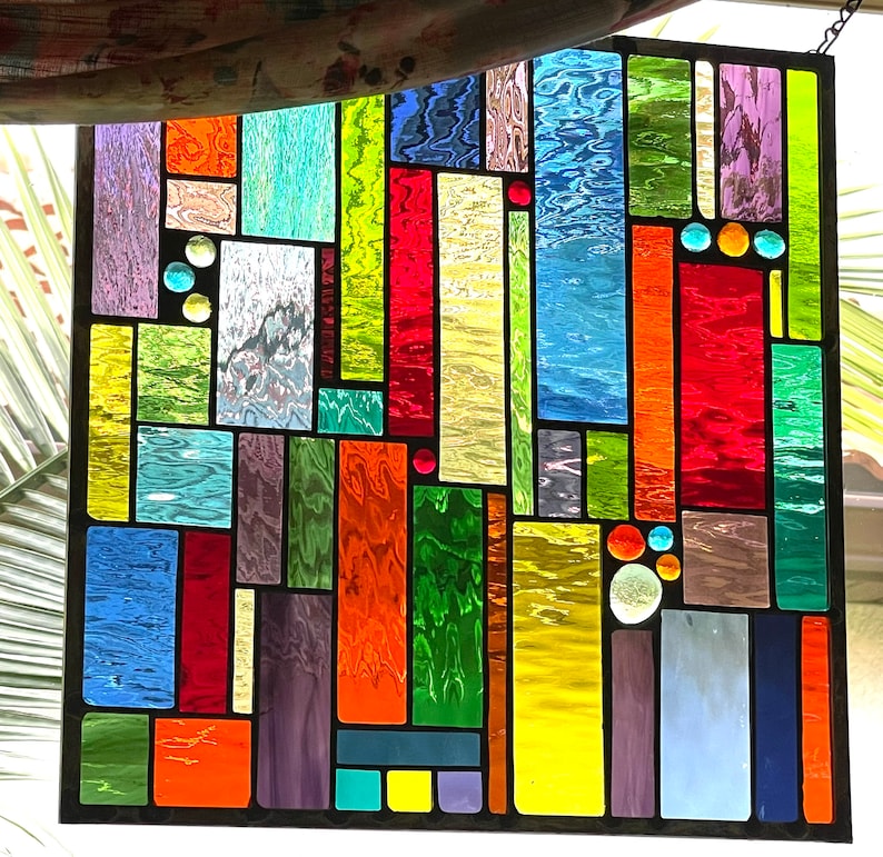 CUSTOM MADE Water color stained glass panel window holiday gift image 5