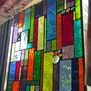 CUSTOM MADE Water color stained glass panel window holiday gift image 4