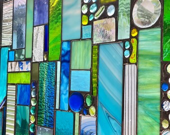 Sea Glass Custom Made Stained Glass Window