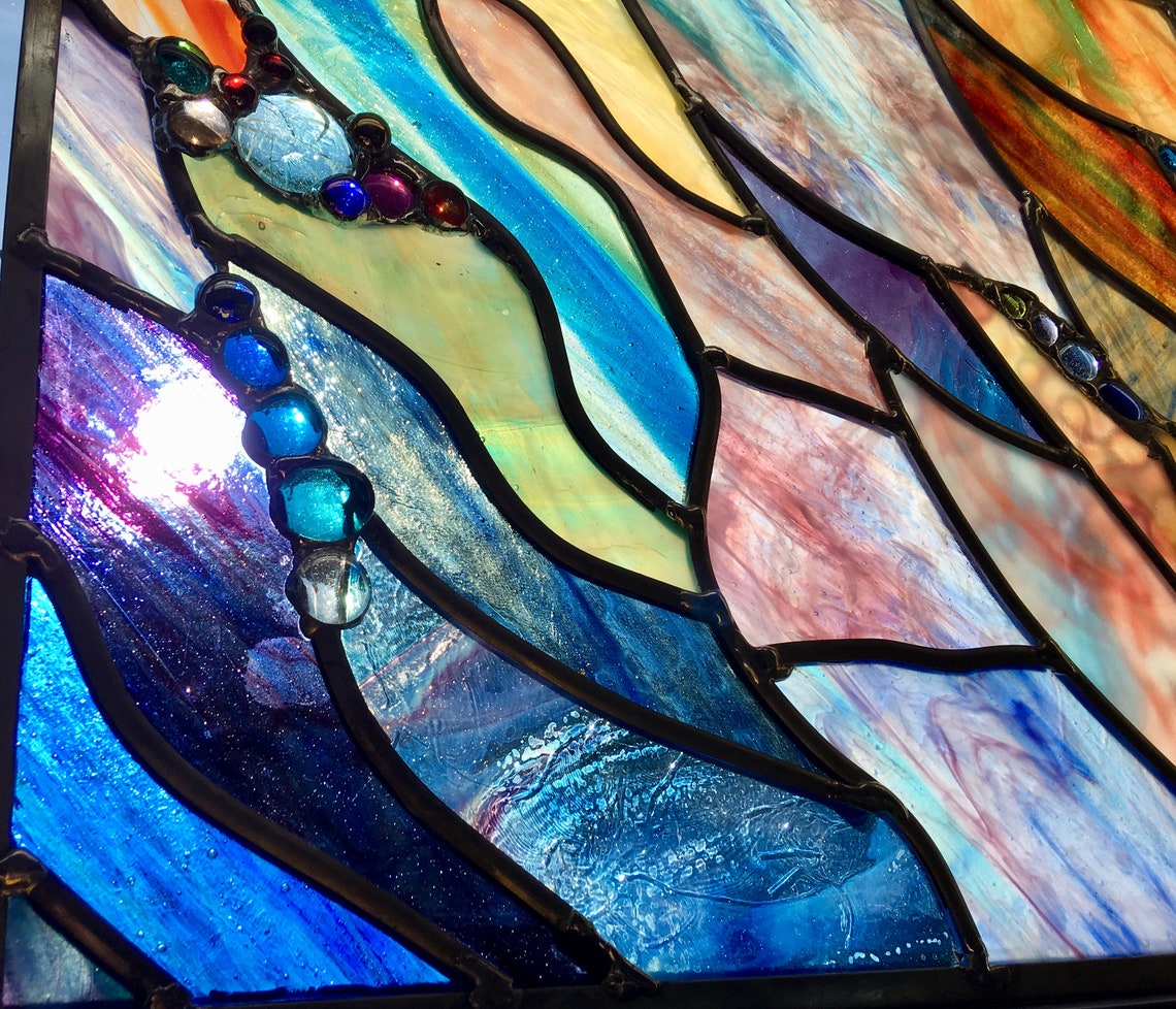 Stained glass SUNRISE Stained Glass window panel NAPLES SUNSET Etsy