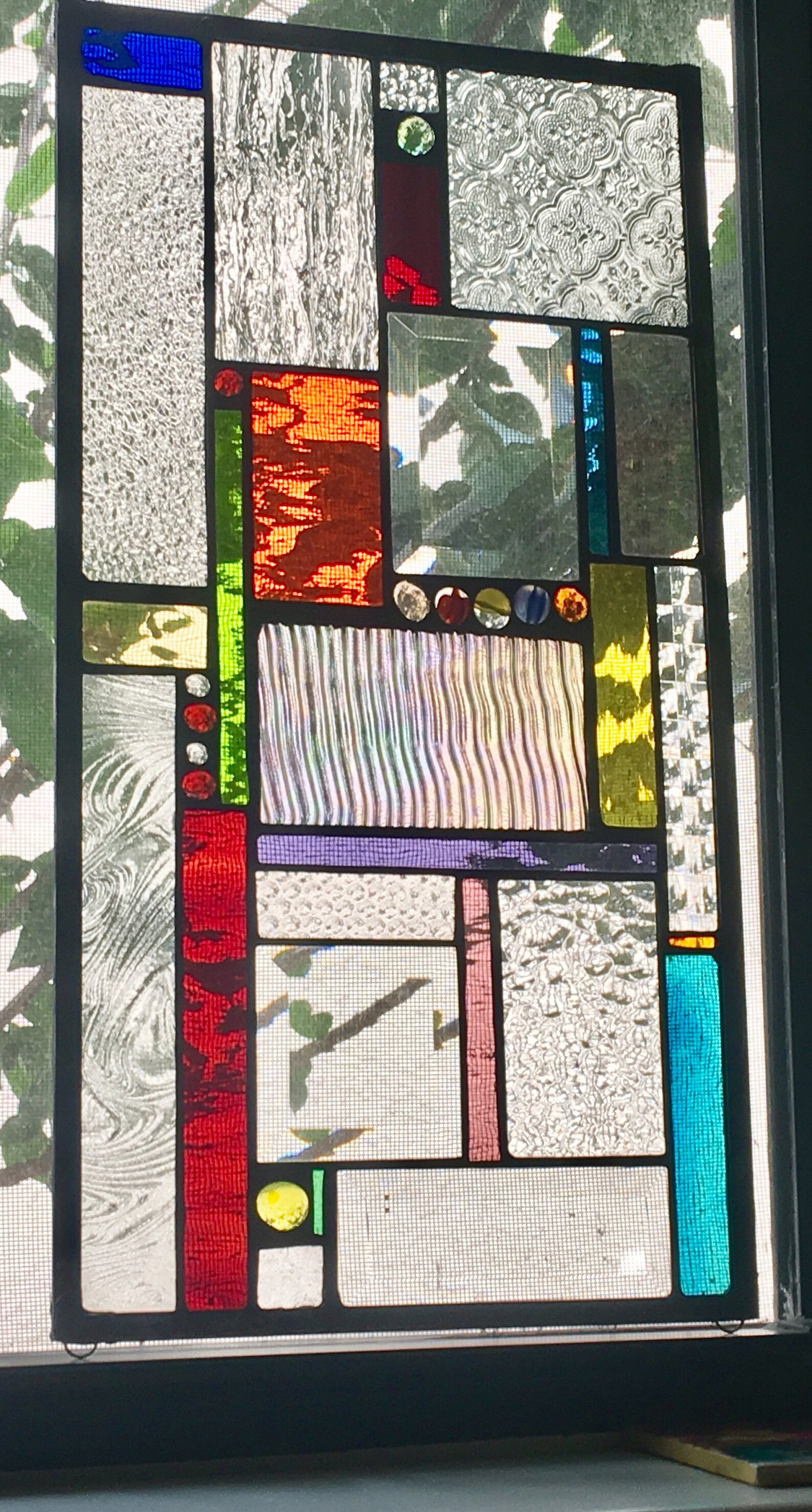 Stained Glass Window Panel STRIPPED DOWN Colorful Skinny Strips With ...
