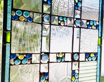 MC squared stained glass window