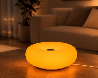 Lámpara de mesa moderna con forma de donut, luz ambiental LED minimalista, lámpara de anillo regulable, iluminación ambiental decorativa, luz nocturna acogedora, alimentada por USB.