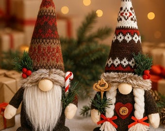 Decoración navideña nórdica de gnomos: adorno navideño escandinavo