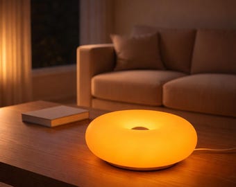 Modern Donut Table Lamp, Minimalist LED Mood Light, Dimmable Ring Lamp, Ambient Lighting Decor, Cozy Night Light, USB powered