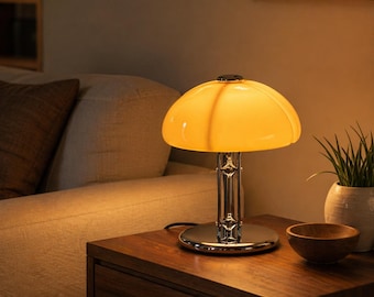 Lámpara de mesa Bauhaus con forma de seta, lámpara de mesita de noche regulable, lámpara moderna de mediados de siglo, lámpara de escritorio vintage, luz ambiental nocturna decorativa