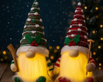 Decoración navideña LED de gnomo, luz nórdica de elfo, adorno navideño escandinavo, decoración invernal brillante, regalo festivo para el hogar.