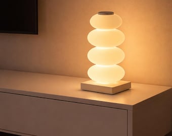 Lámpara de noche de piedra que cambia de color, lámpara de mesita de noche minimalista, decoración japonesa para el hogar, lámpara de escritorio LED ambiental, luz acogedora para el dormitorio.