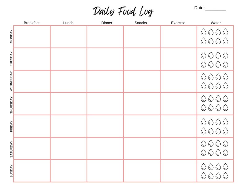 simple-daily-food-exercise-log-printable-etsy