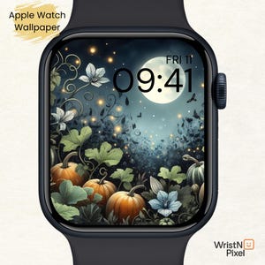 Moonlit Pumpkin Patch Apple Watch Wallpaper: Herbst Garten (Digitaler Download)