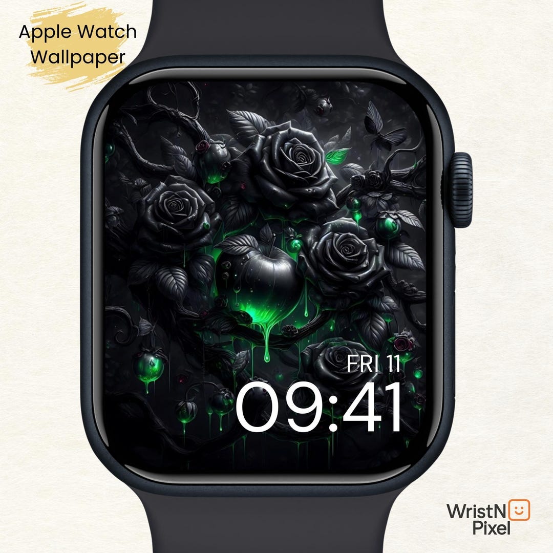 Gothic Poison Apple Watch Wallpaper | Black Roses Dark Fantasy