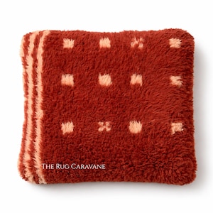 Moroccan Pillow Cover Handmade Wool Cushion Cover Rust Red Throw Pillow Berber Cushion Boho Pillow Cover Cream Accent Pillow