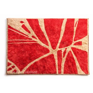 Burnt Red Moroccan Wool Rug Handmade Abstract Area Rug Custom Size Modern Living Room Rug Made to Order