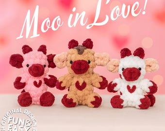 Mini Valentine Cow Crochet Pattern PDF, Amigurumi Keychain Cow Plush, Cute DIY Gift, Crochet Pattern Quick and Easy, Instant Download