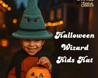 Halloween Wizard Kids Hat Crochet Pattern (PDF Download)