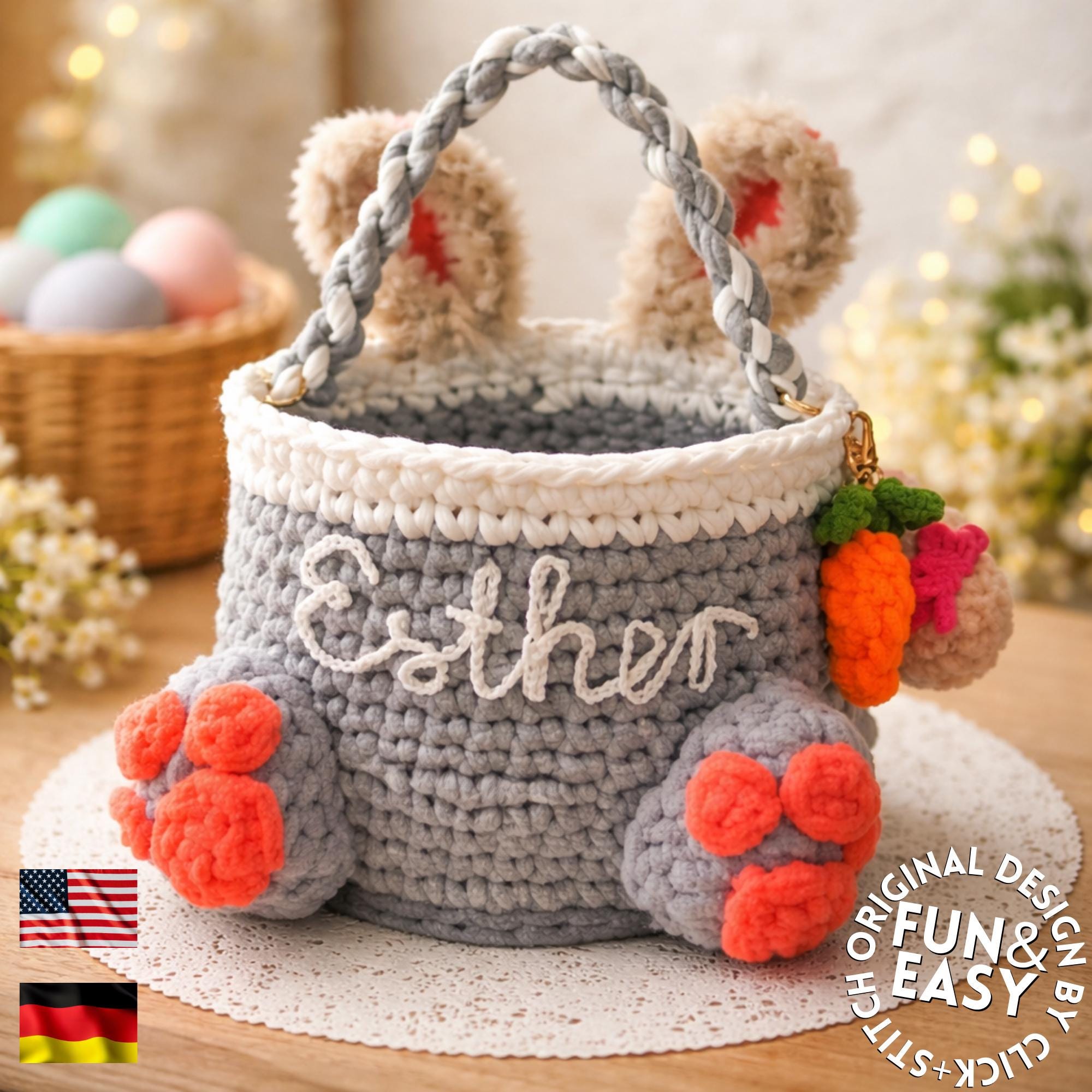 40 Easter Bunny Crochet Patterns for Spring Gifts, Baskets, and Home Decor 10 Easter Bunny Basket Crochet