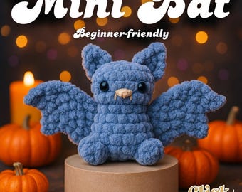 Mini Bat Crochet Pattern PDF – Cute Amigurumi Bat with Fangs | Beginner-Friendly Halloween Plush, Instant Download