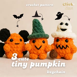 Patrón de crochet para llavero de calabaza de Halloween, patrón para colgar en el coche amigurumi, patrón de crochet de fantasma de Halloween, fantasma espeluznante de crochet de Halloween