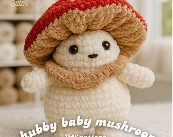Chubby Mushroom Amigurumi Pattern PDF – Mini Crochet Cute Plushie, Cottagecore Mushroom Toy, Shroom Plush Crochet Pattern