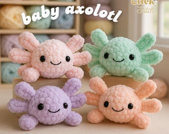 Easy Axolotl Crochet Pattern PDF | Amigurumi Plush | Easy Beginner | Digital Download