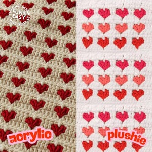 Couverture en forme de coeur au crochet - PDF facile pour débutants en laine, plaid pour la Saint-Valentin, motif au crochet pour décoration intérieure douce et confortable