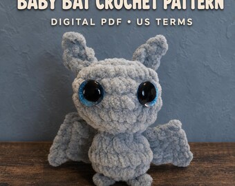 Cute Baby Bat Crochet Pattern PDF | Amigurumi Halloween Plush Tutorial |  Bat Plushie DIY Crochet