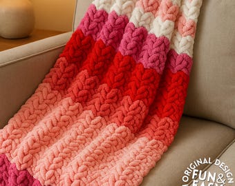 Heart Cloud Blanket Crochet Pattern PDF | Chunky Plush Heart Stitch Throw | Valentine Baby Blanket | Easy Beginner Pattern